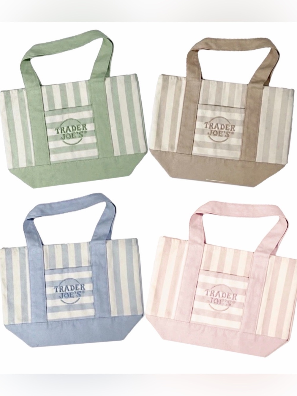 NWT Set of 4 Limited Edition 2026 Trader Joe’s Mini Canvas Striped Tote Bag